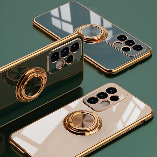 For Samsung A25 A15 A54 A53 A13 A14 5G Plating TPU Ring Stand Rubber Case Cover