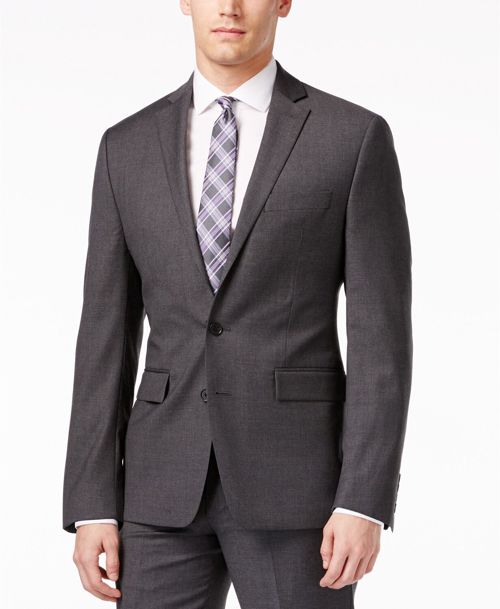 $495 Ryan Seacrest Men Gray Modern Fit 2 Button Wool Blazer Sport Coat Size 40 L