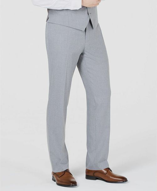 $275 Marc New York 35W 30L Men's Gray Modern Fit Flat Suit Solid Trousers Pants