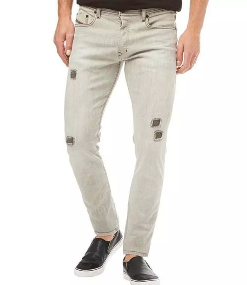 Diesel DNA Tepphar 0676M Gray Denim Slim Carrot Stretch Men's Jeans 38x32