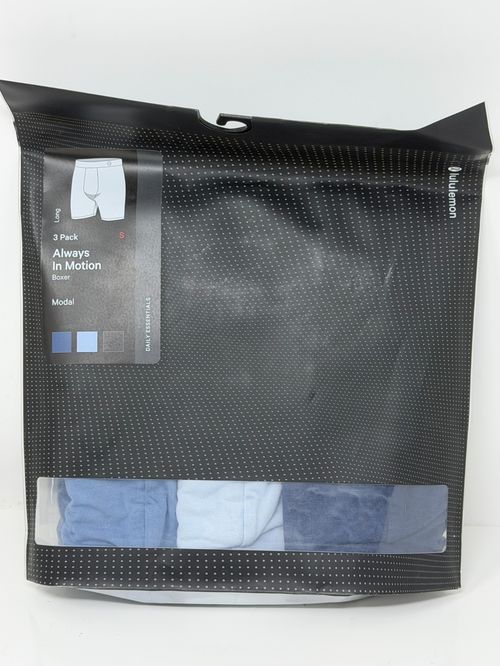 Lululemon Always In Motion Modal Boxer 7" Long Men's Small S 3 Pack Blue