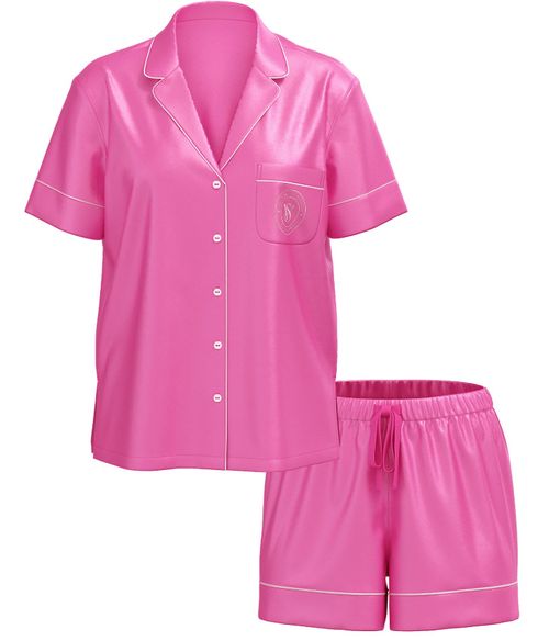 Victoria's Secret Glazed Satin Pink Short Sleeve Pajama Set