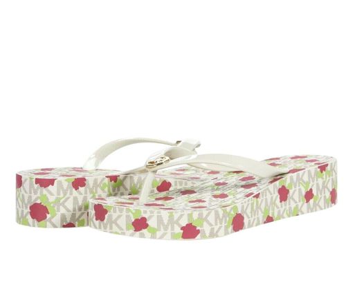 Woman MK Michael Kors Bedford Wedge/Platform Slip On Slide Sandal Vanilla