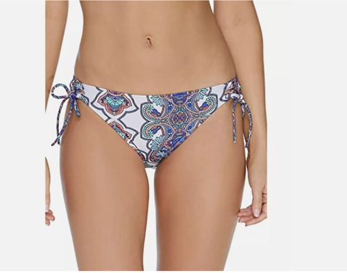 Raisins Juniors Printed Side-Tie Hipster Swim Bottom, White, Size M