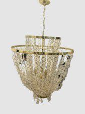 Neiman Marcus Gold Hibiscus Capiz Shell Ceiling Chandelier 24"
