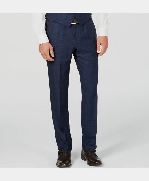 $281 Michael Kors 35W 32L Men's Blue Classic Fit Check Suit Wool Trousers Pants