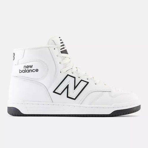 Men New Balance NB 480 Mid Top Athletic Sneakers White/Black BB480COA