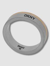 $25 DKNY Men's Silver Gold Two-Tone Logo Band Ring Size 10