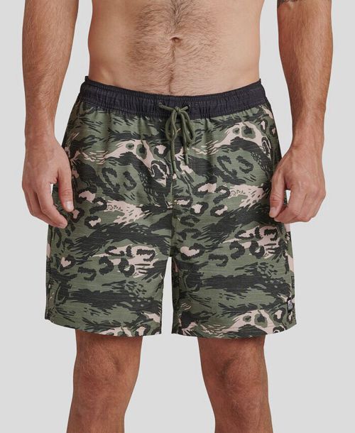 $50 Reef Men's Green Jungle Print Bandra Board Shorts Swimwear Size XL