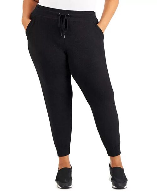 ID IDEOLOGY Plus Size Drawstring Knit Joggers, Deep Black, Size 2X