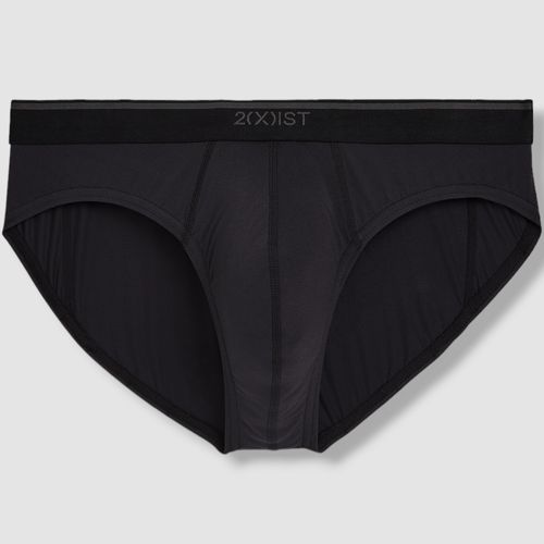 2Xist Men's Black Electric Solid No Show Stretch Logo Brief Underwear Size L