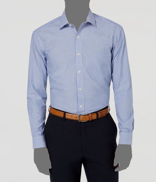 $55 Club Room Men's Blue/White Stripe Regular-Fit Dress Shirt Size 18 34/35