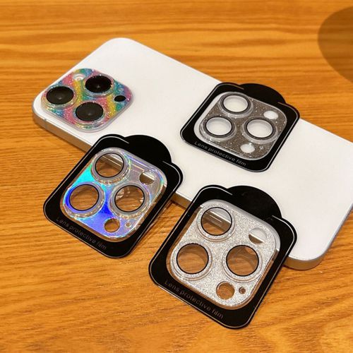 For iPhone 16 Pro Max 15 Plus 14 Bling Tempered Glass Camera Screen Protector