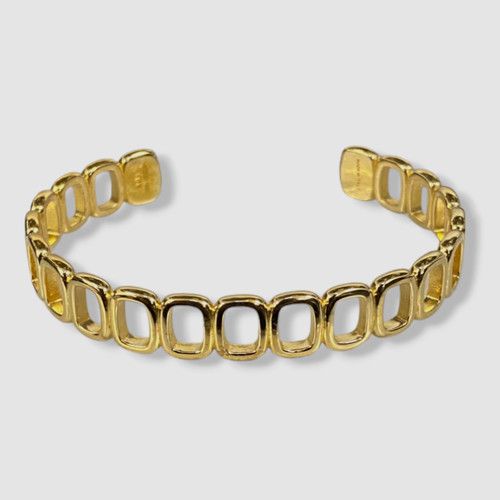 $277 IVI Women's 18k Gold Plated Sterling Silver Toy Cuff Bracelet Size XS