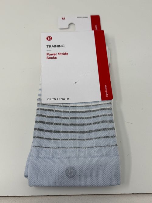 Lululemon Power Stride Crew Socks  Reflective Women Size M STRH/PSNT/WHT