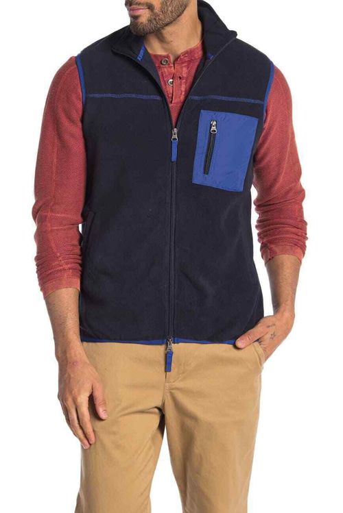 Vintage 1946 Men's Full-Zip Nylon Mixed Media Polar Vest Mood Indigo XXL 