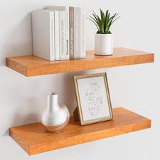 Pine Floating Wall Shelves Set of 2, 16 Inches Long X 8”X 1.4” Shelf Floating Ru