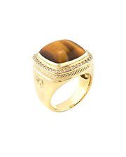 David Yurman Albion 18K 0.40 Ct. Tw. Diamond & Tiger's Eye Ring (Authentic