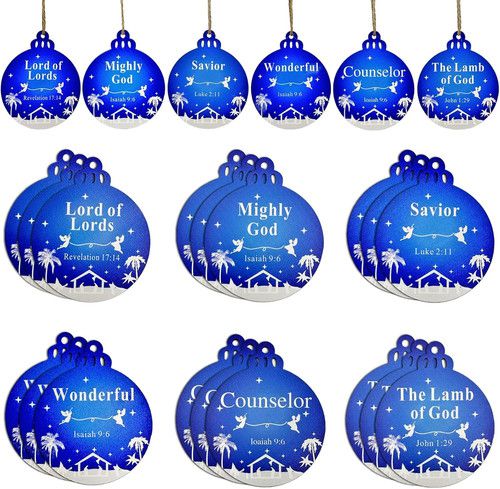 24-Piece Jesus Christ Ornaments for Christmas Tree Decoration (Blue)