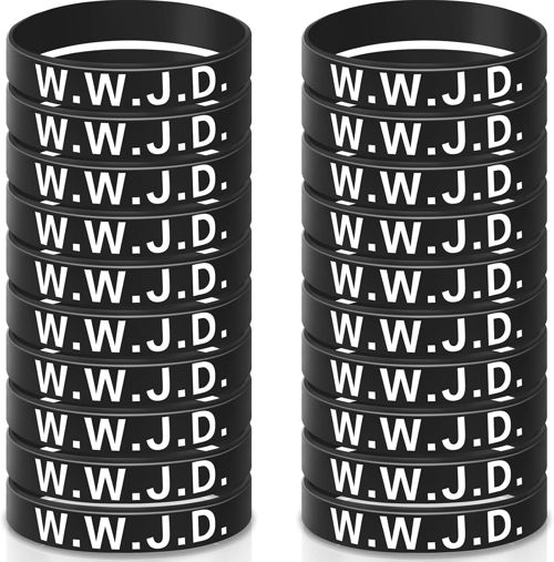 20 Pcs WWJD Rubber Bracelets What Would Jesus Do Silicone Wristbands for Women M