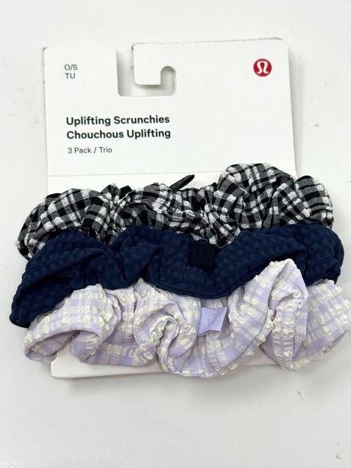Lululemon Uplifting Scrunchies 3 Pack Hair Ties Black Blue Lavendar One Size