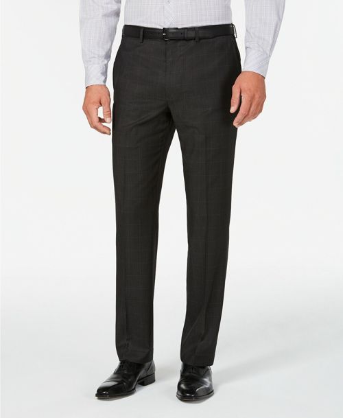 $288 Marc New York 35W 33L Men's Gray Modern Fit Suit Check Flat Trousers Pants