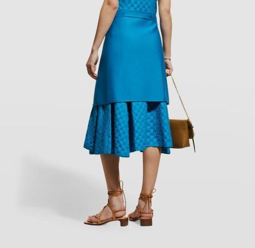 $995 Akris Women's Blue Double-Weave Apron Wrap Size 10
