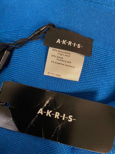 $995 Akris Women's Blue Double-Weave Apron Wrap Size 10