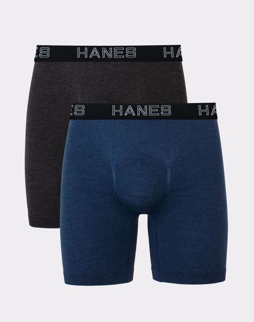 Hanes Mens Boxer Brief 2-Pack Underwear Lightweight Cotton Ultimate Seamless