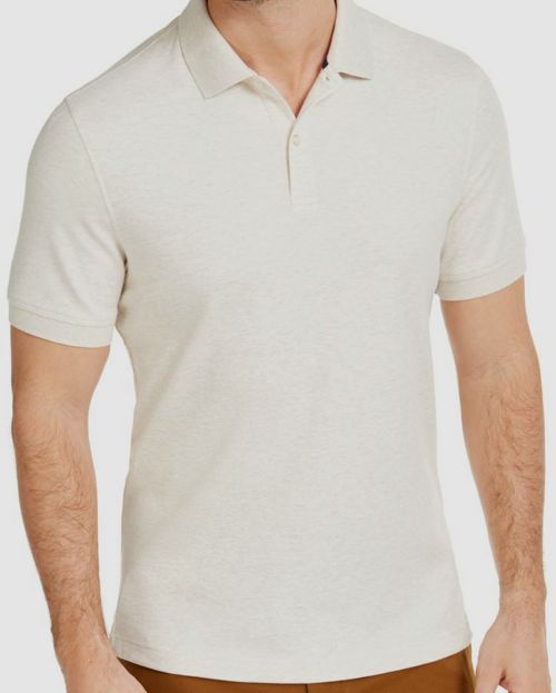 $75 Club Room Men's Beige Classic Fit Short-Sleeve Heather Polo Shirt Size XXL