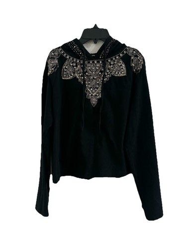 Love Sam Beaded Pullover Hoodie Black Size Small