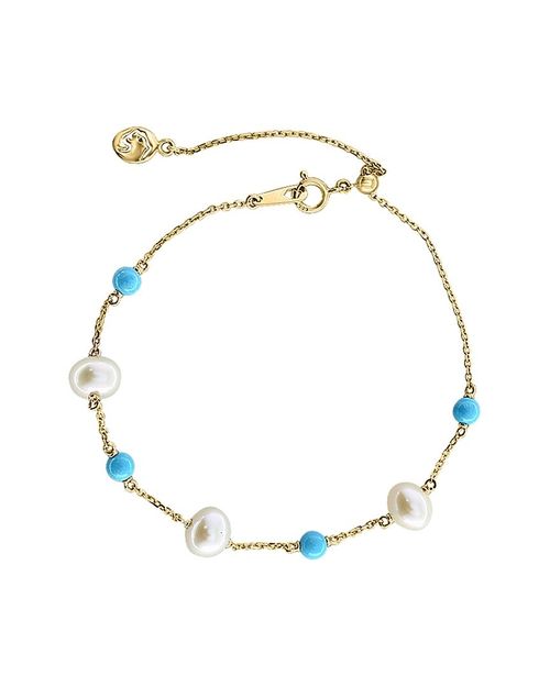 Effy Fine Jewelry 14K 1.47 Ct. Tw. Turquoise & 6Mm Pearl Bracelet Women's  Ns