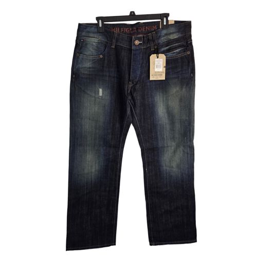 Tommy Hilfiger EUR-Denim Roger MVI Blue Straight Distressed Men's Jeans 36x32