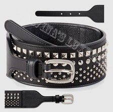 GUCCI BELT BLACK LEATHER STUDDED ROCK N'ROLL $595 AUTH NEW sz 90 / 36
