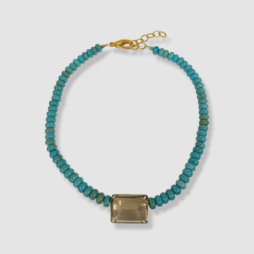 Dina Mackney Women's Blue 18k Gold Plated Turquoise Choker Necklace