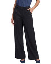 Nydj Mona Black Linen-Blend Wide Leg Jean Women's