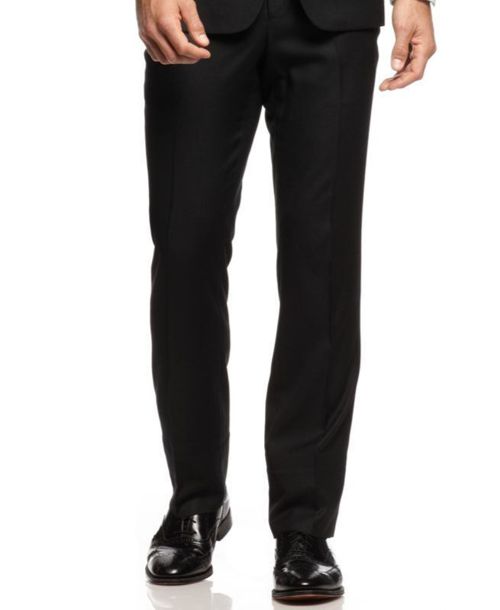 $202 Kenneth Cole Unlisted 35w X 35l Men Black Stripe Fit Flat Front Dress Pants