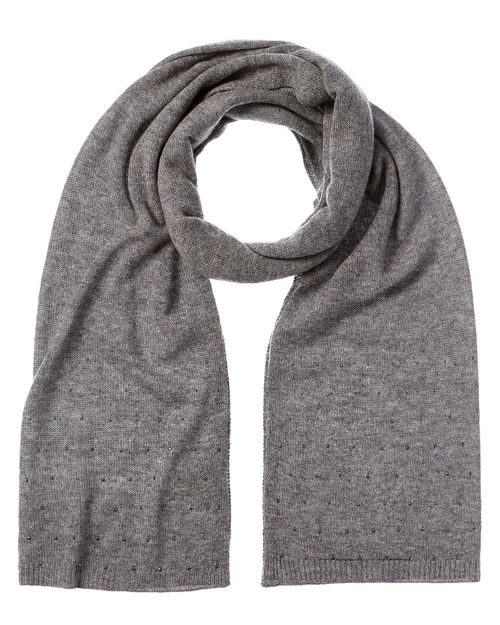 Forte Cashmere Crystal Studded Cashmere Scarf Women's Grey