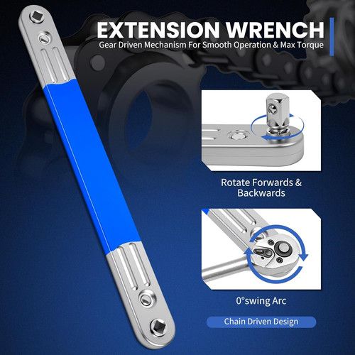 Impact Offset Extension Wrench Set with Ratchet and Square Drive Adapters