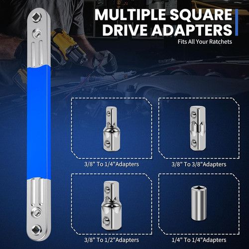 Impact Offset Extension Wrench Set with Ratchet and Square Drive Adapters