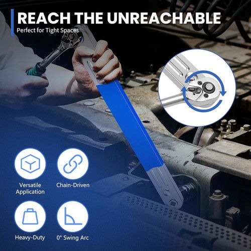 Impact Offset Extension Wrench Set with Ratchet and Square Drive Adapters