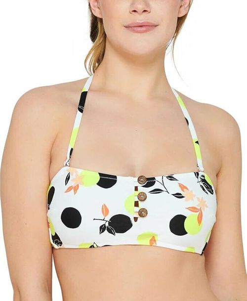Hula Honey Geo Print Citrus Stretch Convertible Bandeau Swim Top, White, Sz S