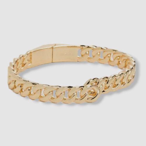 $226 Demarson Women's 12k Gold Plated Stella 3D Curb Chain Cuff Bracelet