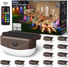 Solar Fence Lights with Remote Control 50Ft,15 Multi Colors Solar Powered Outdoo