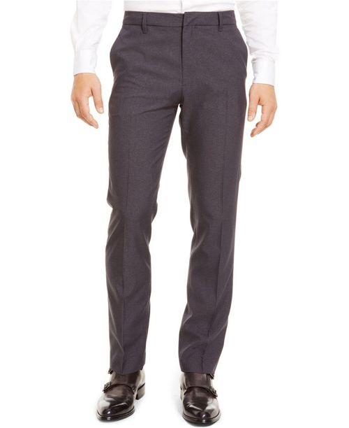 $212 Kenneth Cole Reaction Men Gray Slim Fit Flat Front Suit Dress Pants 35 W
