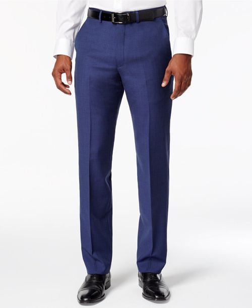 $280 Ryan Seacrest 38w 30l Men'S Blue Modern Fit Suit Wool Dress Trousers Pants