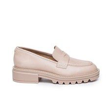 Women Bernardo Chandler Lug-Sole Loafer Calf Blush Antique Leather