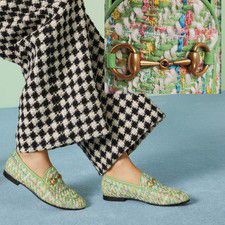GUCCI SHOES JORDAAN TWEED LOAFERS w HORSEBIT LOAFERS $920 sz 37 7 US