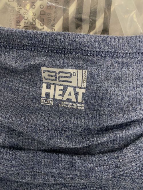 $27 32 Degrees Heat Men Blue Pajamas Crew Waffle Shirt Lounge Sleepwear Size XL