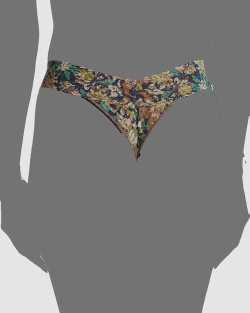 $25 Hanky Panky Women's Brown Original-Rise Lace Thong Panty Size OS (4-14)